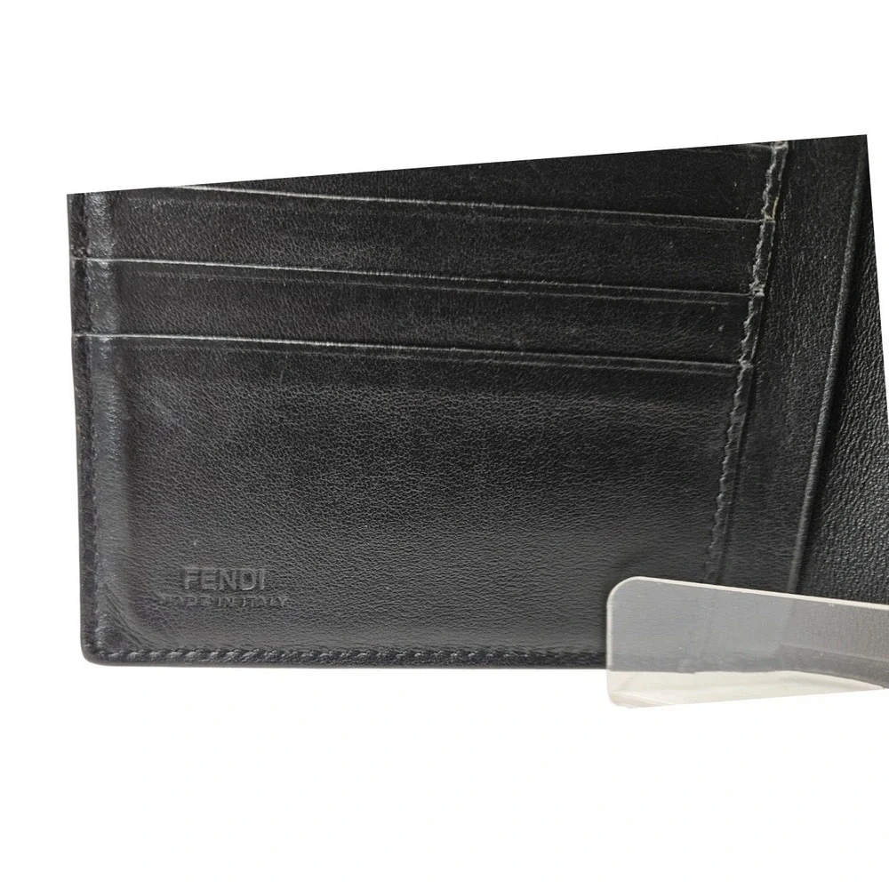 Fendi‎ Mens Zucca FF Monogram Bifold Wallet Yellow Stripe Black